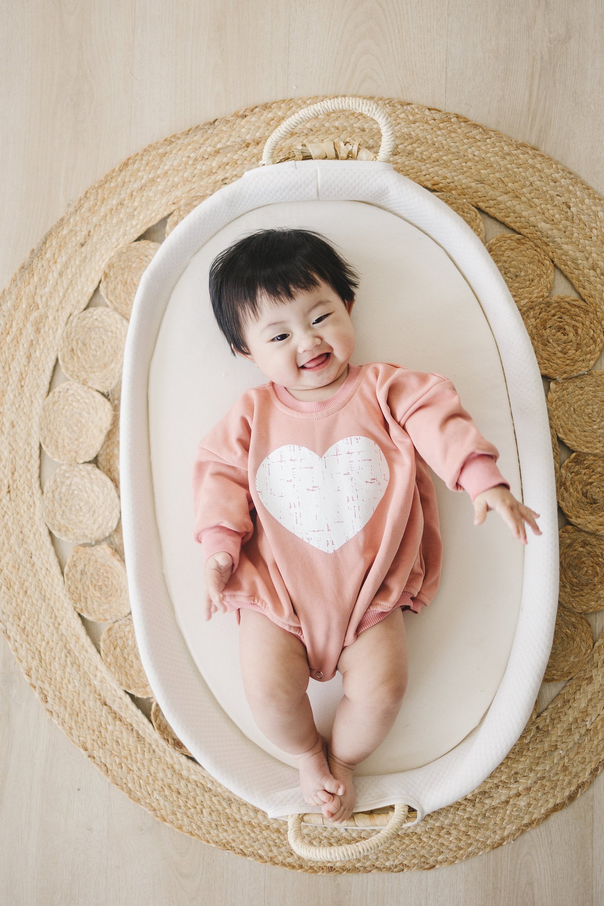 Distressed Heart Sweatshirt Romper - more colors by Little Joy Co., product view 6