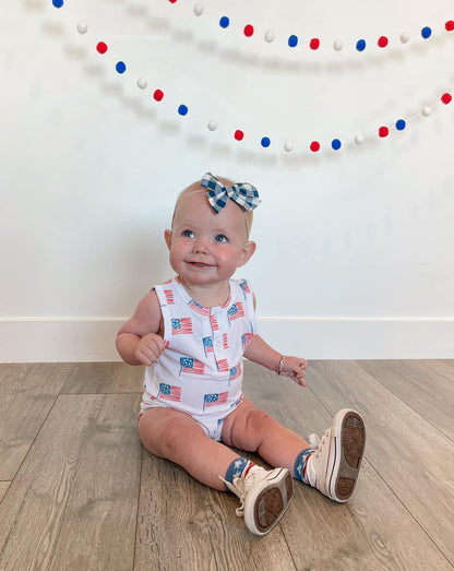 Flag Print Bamboo Romper by Little Joy Co., product view 10