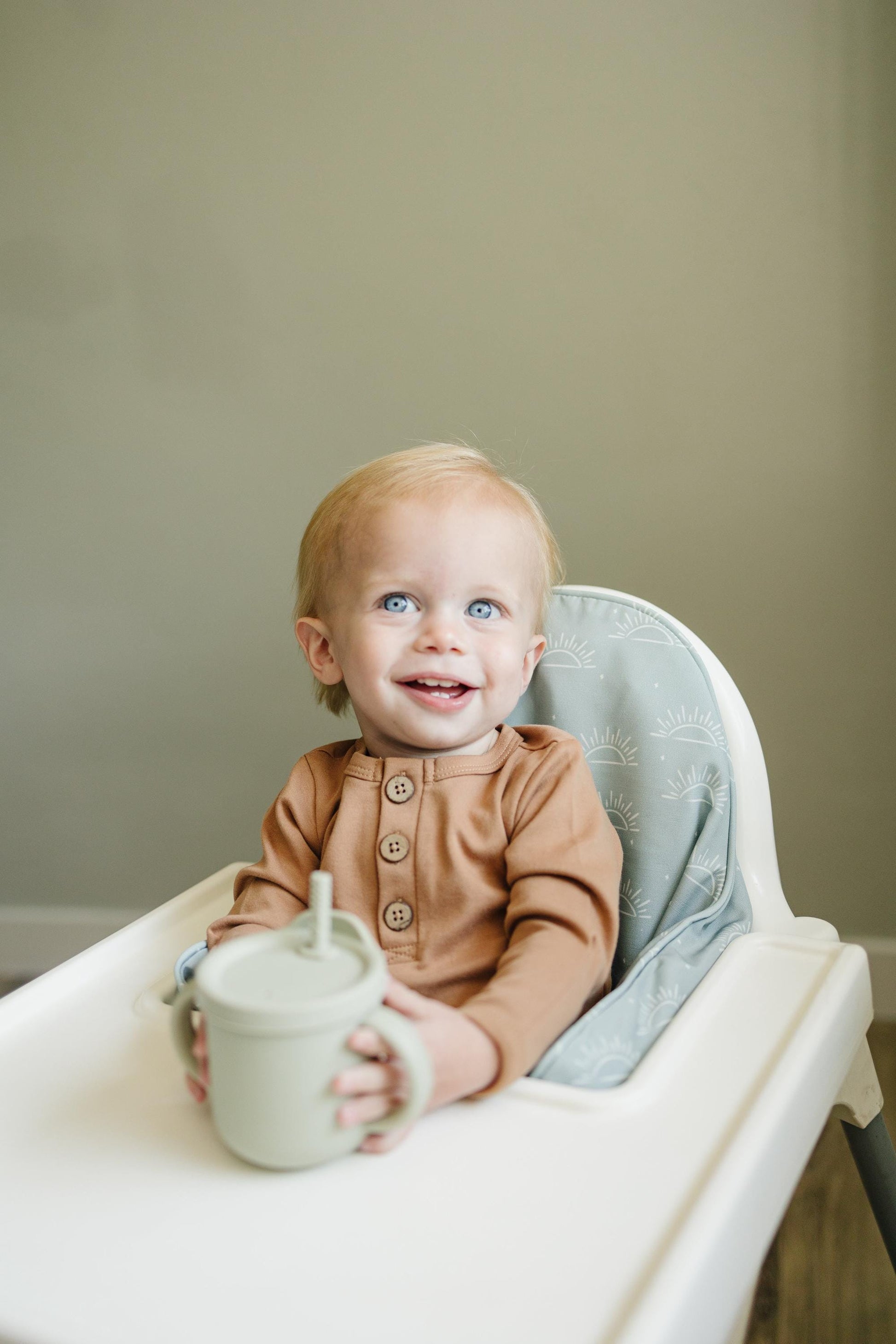 Sage Green Suns IKEA Antilop Highchair Cushion Cover - Wipeable, Highchair… by Little Joy Co., product view 2