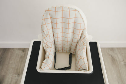 Camel Windowpane Cushion Cover for IKEA Antilop Highchair by Little Joy Co., product view 2