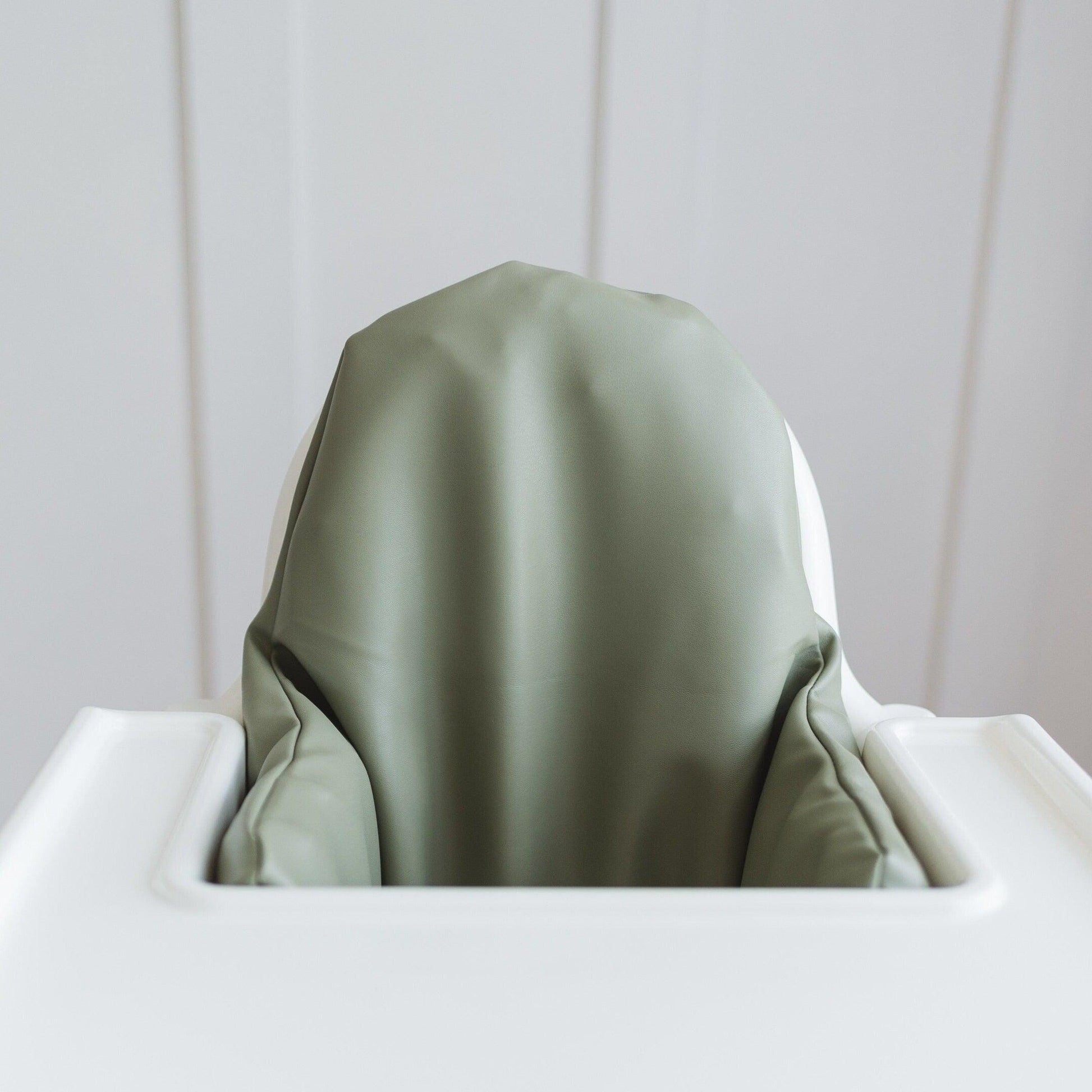 Olive Vegan Leather Cushion Cover for IKEA Antilop Highchair by Little Joy Co., product view 2