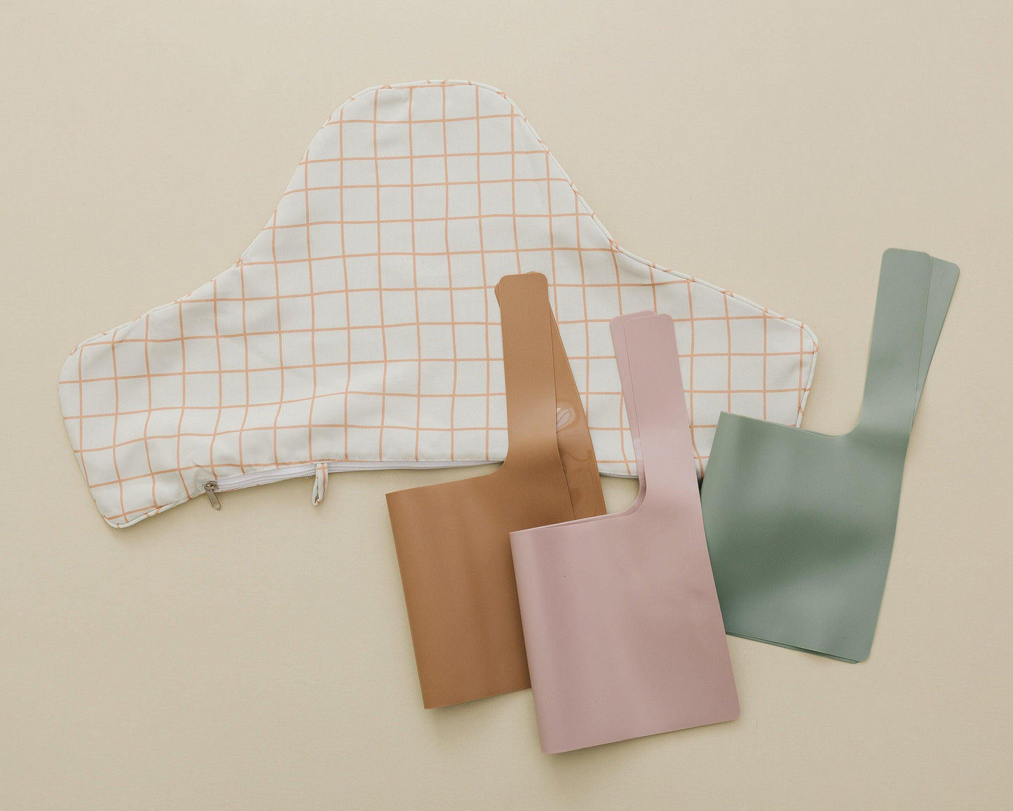 Camel Windowpane Cushion Cover for IKEA Antilop Highchair by Little Joy Co., product view 4