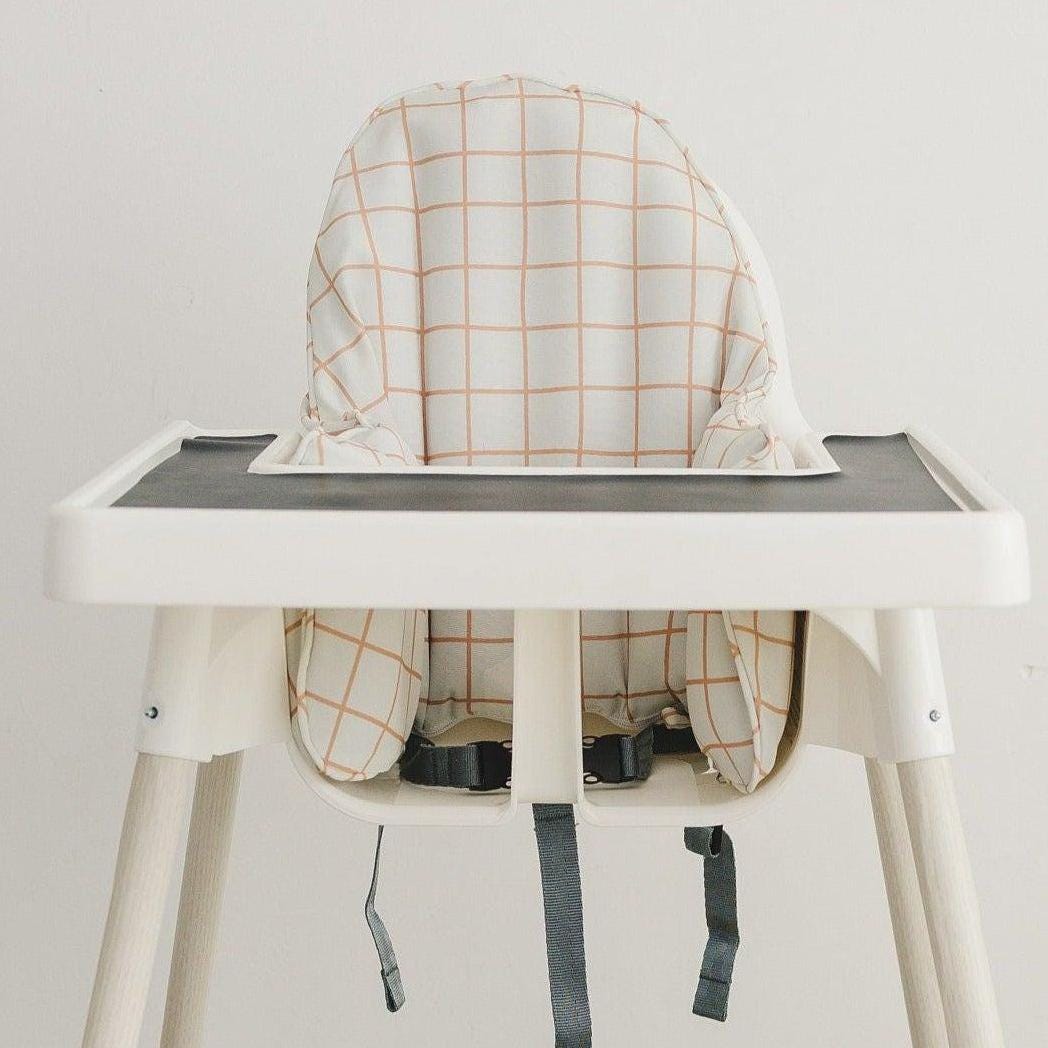 Camel Windowpane Cushion Cover for IKEA Antilop Highchair by Little Joy Co.