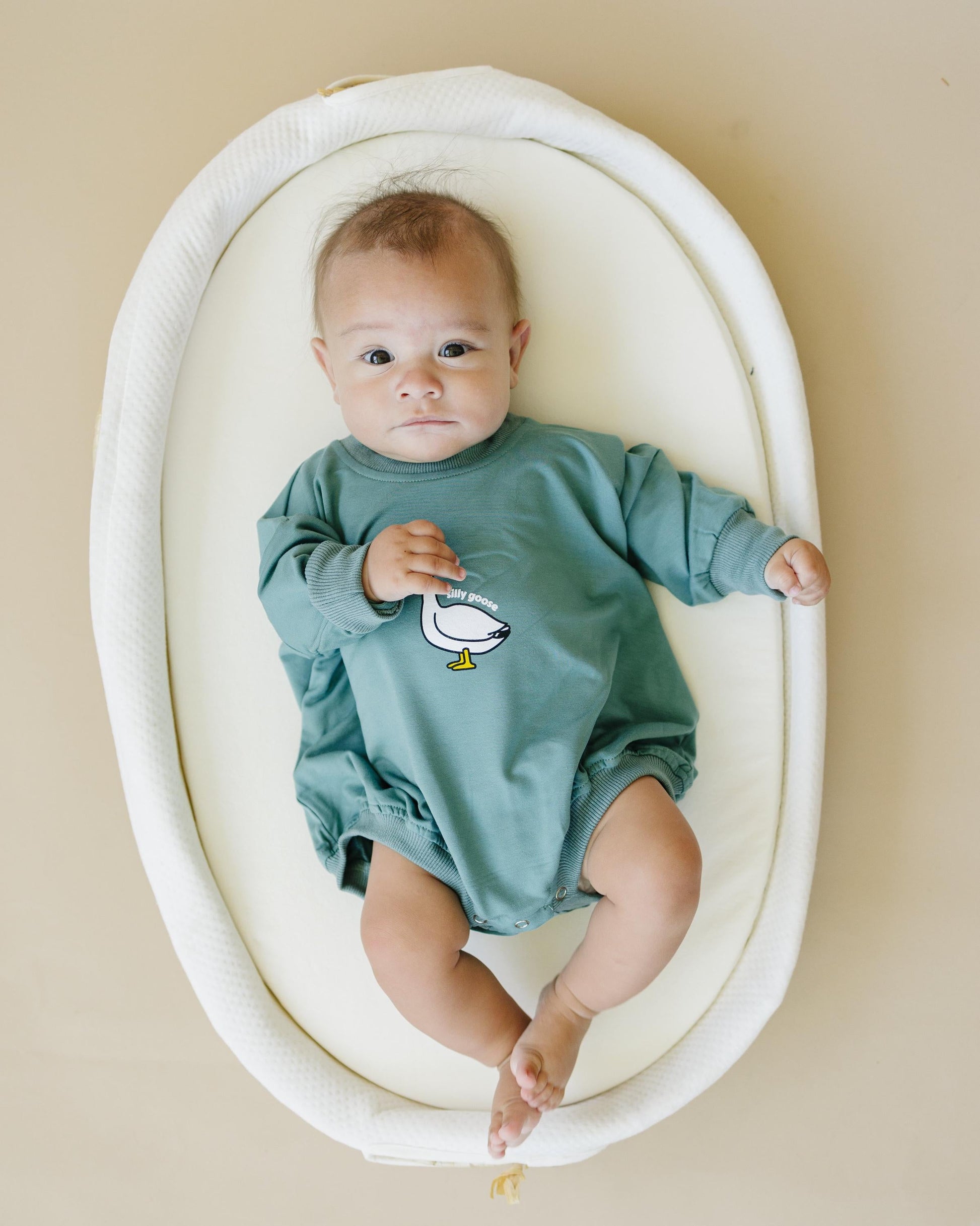 Silly Goose Bamboo Baby Romper - Teal or Blue - Infant Baby Toddler by Little Joy Co., product view 6