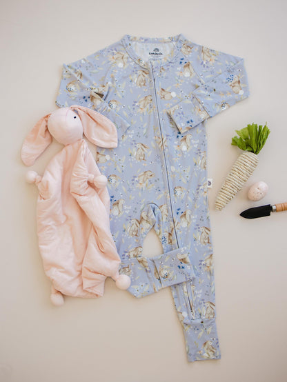 Bunny Blossoms Bamboo Zippy Romper by Little Joy Co.