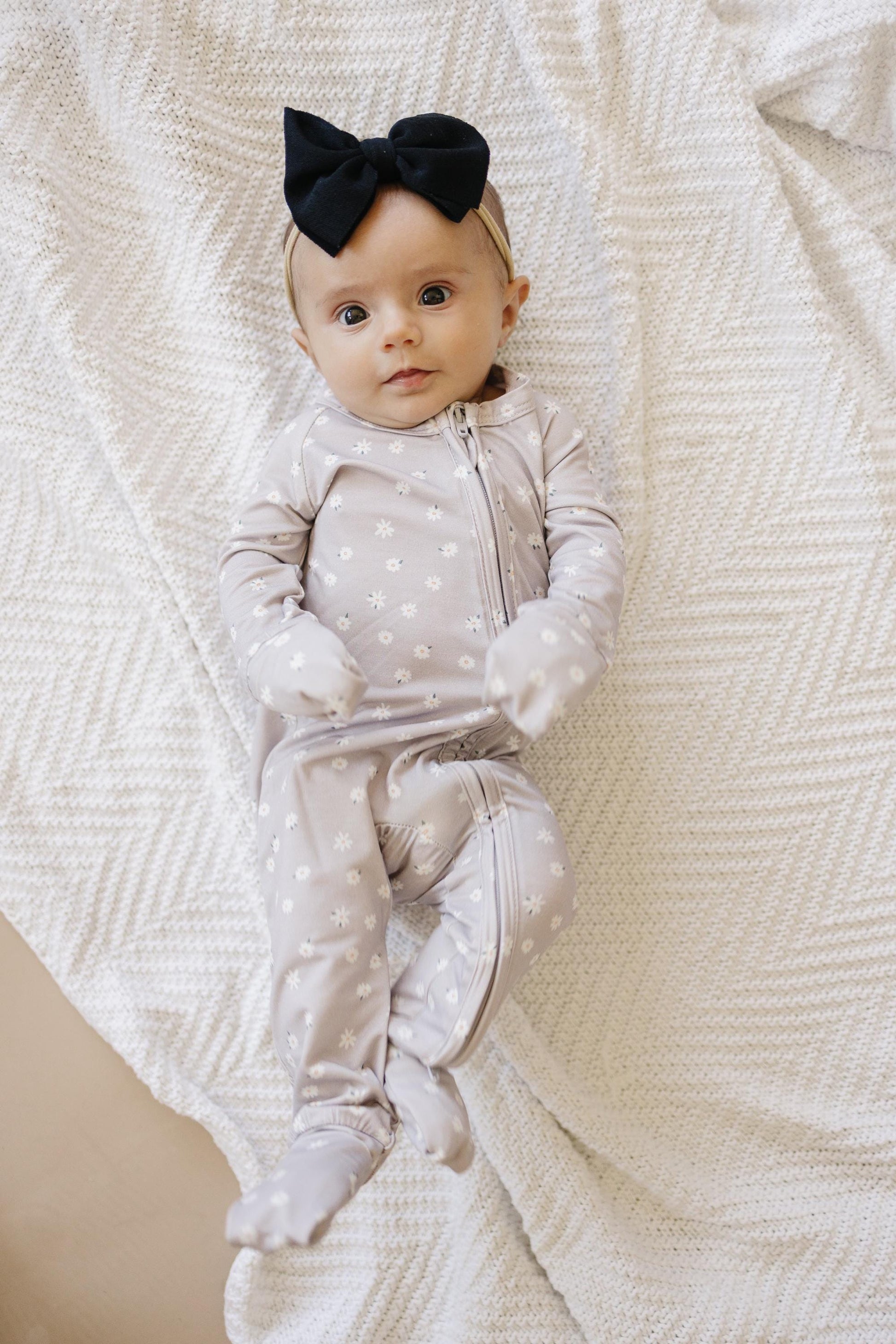 Oopsie Daisy Bamboo Zippy Romper - Bamboo Baby Pajamas - Purple Floral… by Little Joy Co., product view 2