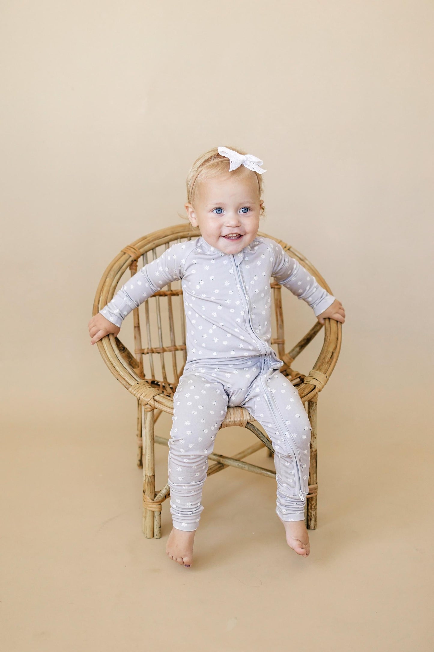 Oopsie Daisy Bamboo Zippy Romper - Bamboo Baby Pajamas - Purple Floral… by Little Joy Co., product view 5