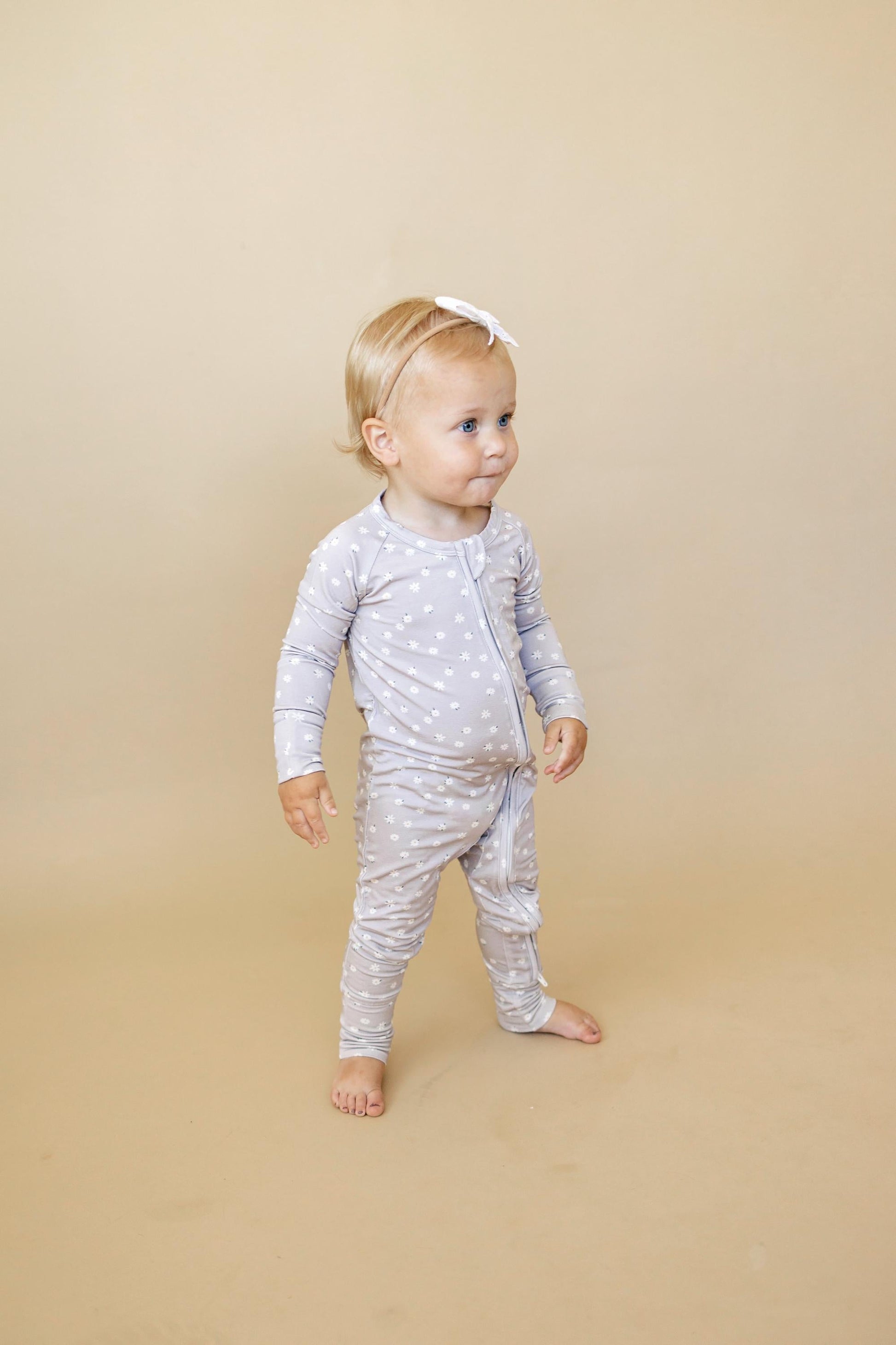Oopsie Daisy Bamboo Zippy Romper - Bamboo Baby Pajamas - Purple Floral… by Little Joy Co., product view 6