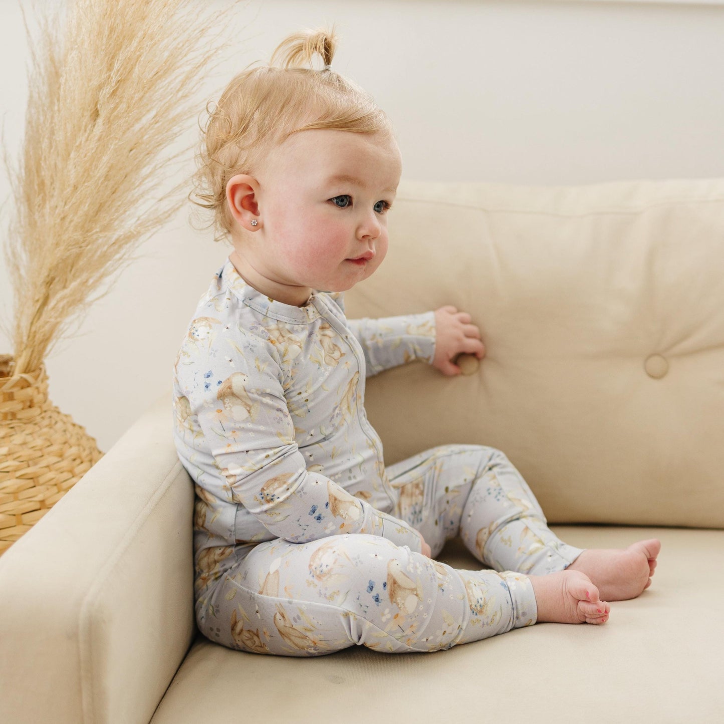 Bunny Blossoms Bamboo Zippy Romper by Little Joy Co., product view 4
