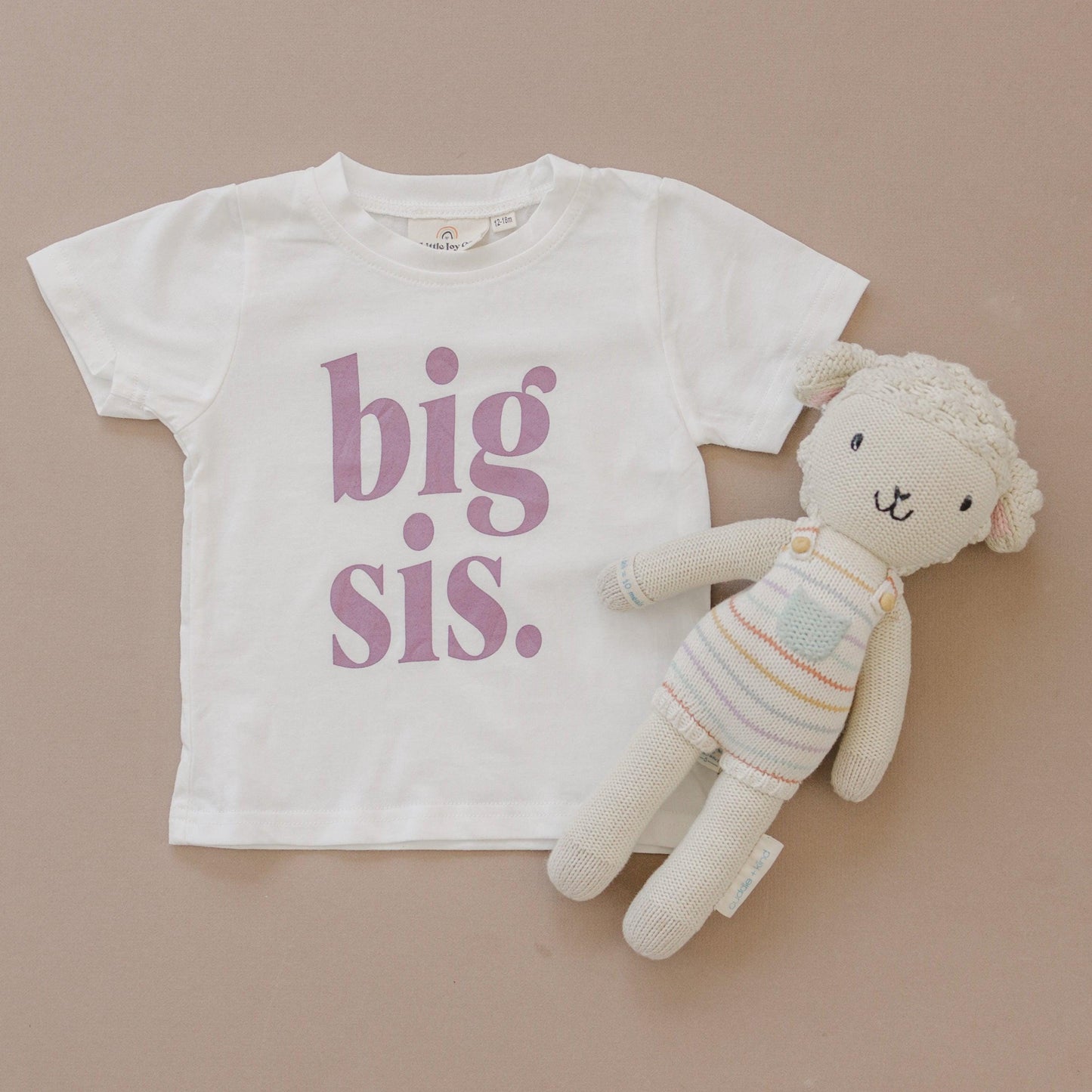 Big Sis T-Shirt: Purple Lettering, Sister Announcement Outfit by Little Joy Co.