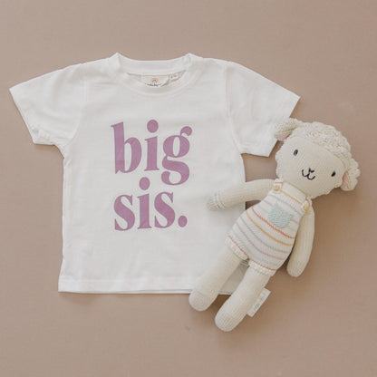 Big Sis T-Shirt: Purple Lettering, Sister Announcement Outfit by Little Joy Co.
