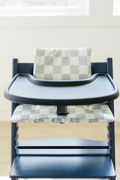 Wipeable Highchair Cushion for Stokke Tripp Trapp: Neutral Checkered Cover by Little Joy Co.