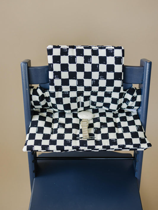 Black & White Checkered Highchair Cushion - Wipeable Stokke Tripp Trapp Cover by Little Joy Co.