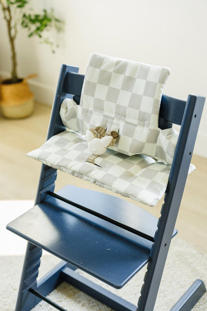 Wipeable Highchair Cushion for Stokke Tripp Trapp: Neutral Checkered Cover by Little Joy Co., product view 6