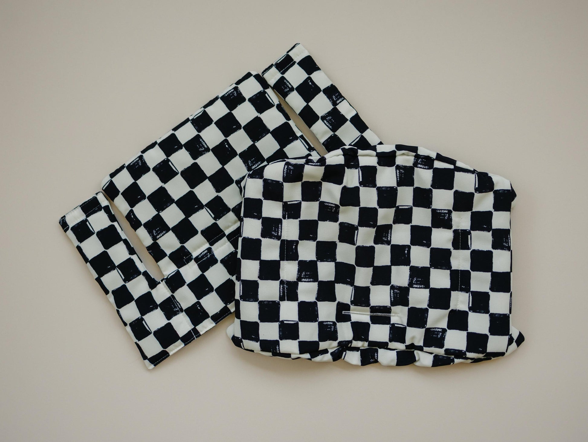 Black & White Checkered Highchair Cushion - Wipeable Stokke Tripp Trapp Cover by Little Joy Co., product view 3