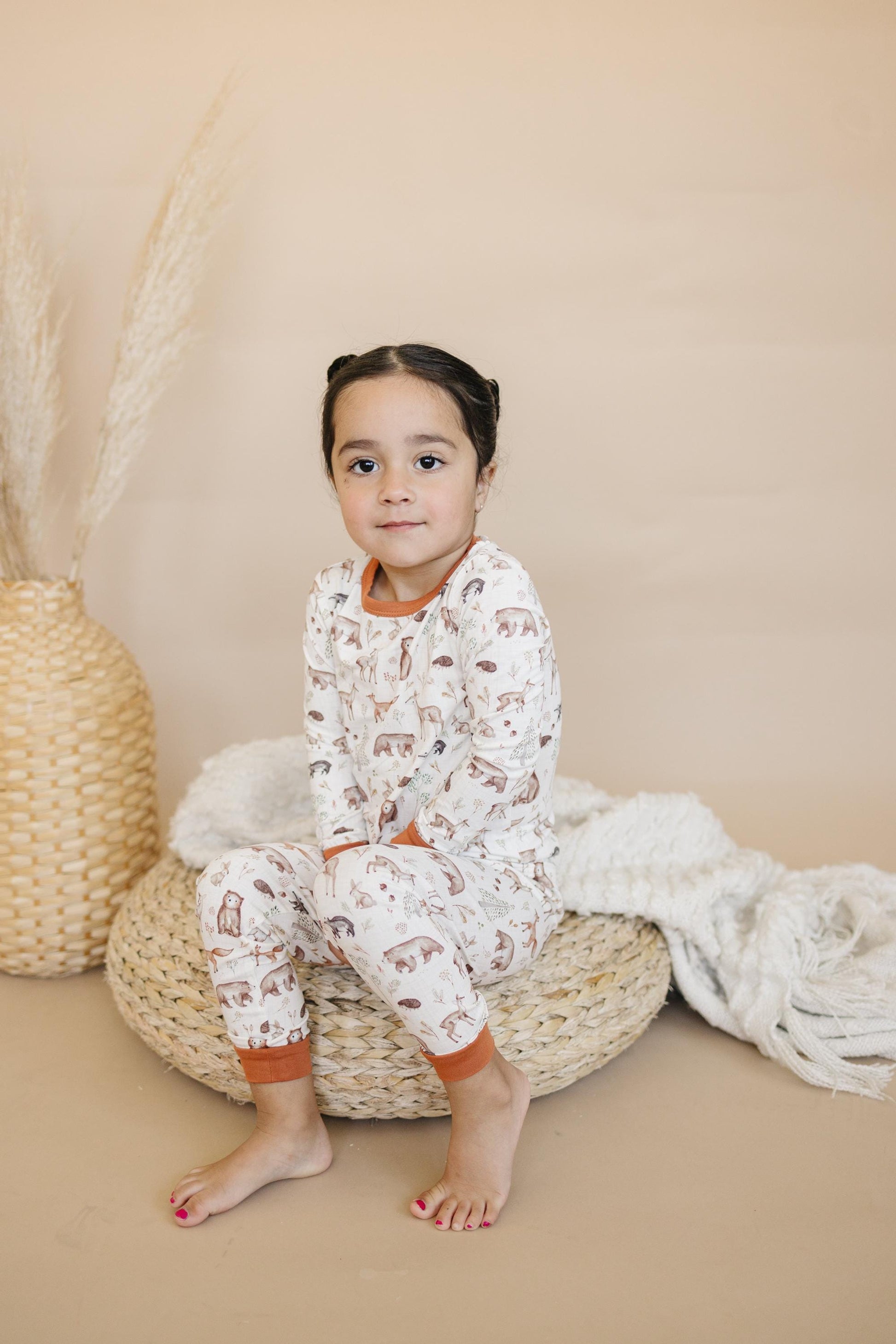 Forest Friends 2pc Bamboo Pajamas - Fall Woodland PJ Set for Toddlers and Kids by Little Joy Co., product view 6