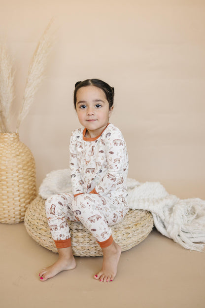 Forest Friends 2pc Bamboo Pajamas - Fall Woodland PJ Set for Toddlers and Kids by Little Joy Co., product view 6