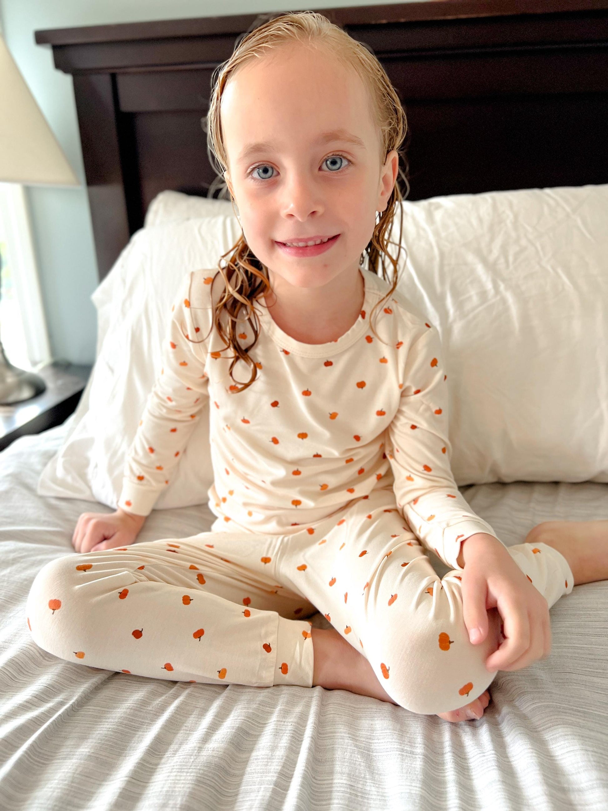 Little Pumpkin 2pc Bamboo Pajamas - Toddler and Kids Fall PJs by Little Joy Co., product view 8