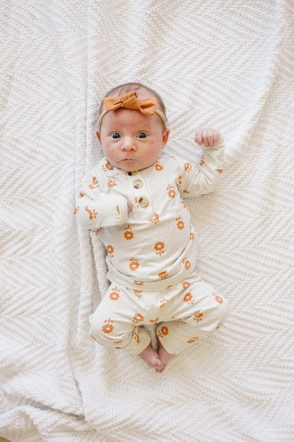 Pumpkin Posie Bamboo Pajamas: Fall Baby & Toddler PJs by Little Joy Co., product view 2