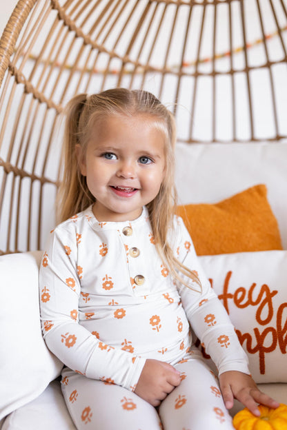 Pumpkin Posie Bamboo Pajamas: Fall Baby & Toddler PJs by Little Joy Co., product view 4