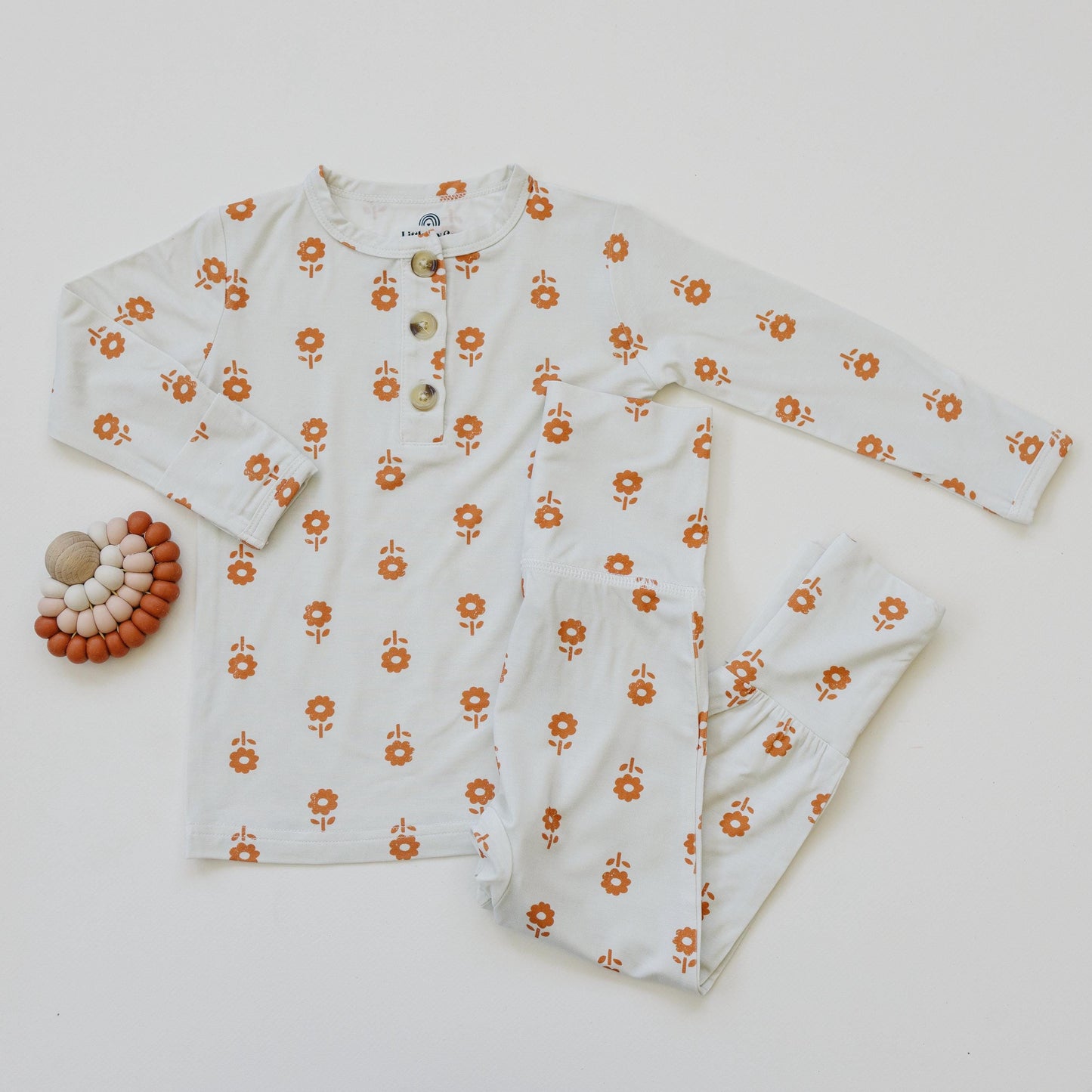 Pumpkin Posie Bamboo Pajamas: Fall Baby & Toddler PJs by Little Joy Co., product view 5