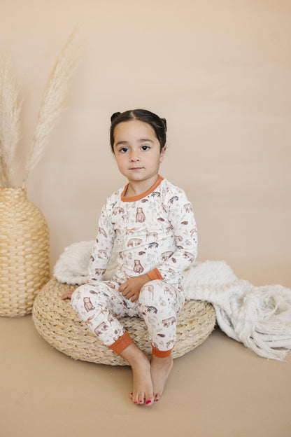Forest Friends 2pc Bamboo Pajamas - Fall Woodland PJ Set for Toddlers and Kids by Little Joy Co., product view 2