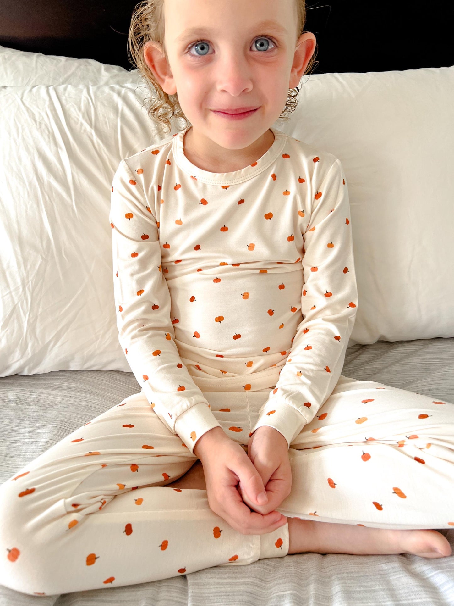 Little Pumpkin 2pc Bamboo Pajamas - Toddler and Kids Fall PJs by Little Joy Co., product view 7