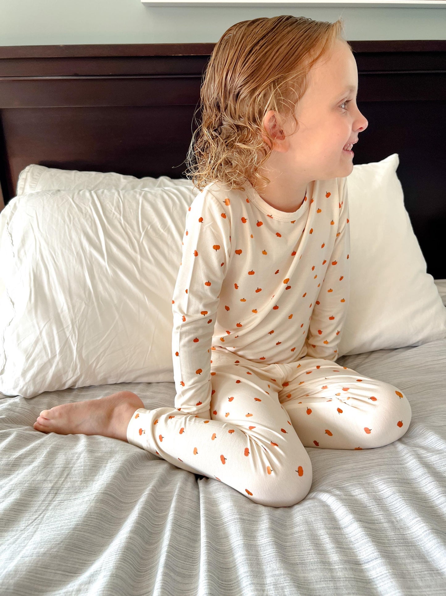 Little Pumpkin 2pc Bamboo Pajamas - Toddler and Kids Fall PJs by Little Joy Co., product view 10