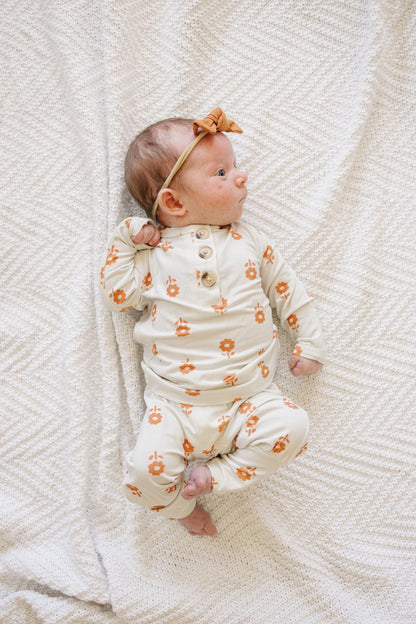 Pumpkin Posie Bamboo Pajamas: Fall Baby & Toddler PJs by Little Joy Co., product view 6