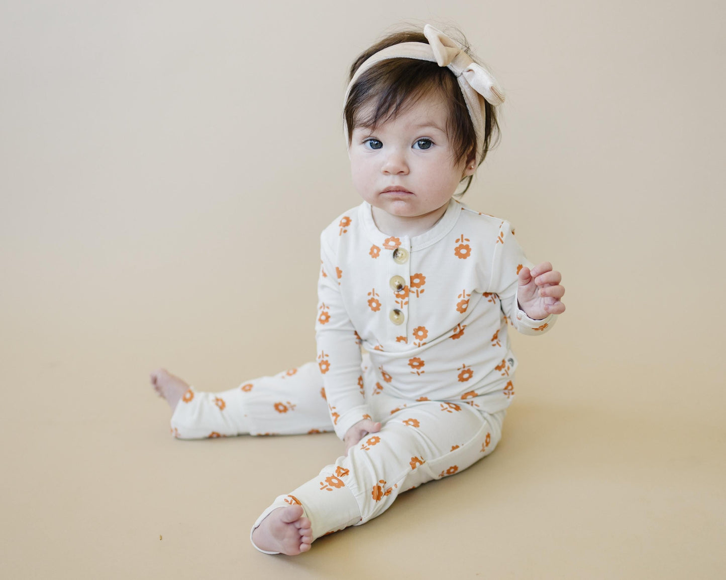 Pumpkin Posie Bamboo Pajamas: Fall Baby & Toddler PJs by Little Joy Co., product view 8