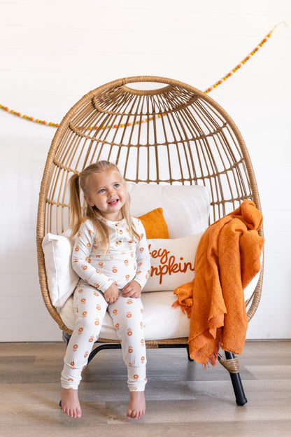 Pumpkin Posie Bamboo Pajamas: Fall Baby & Toddler PJs by Little Joy Co., product view 10