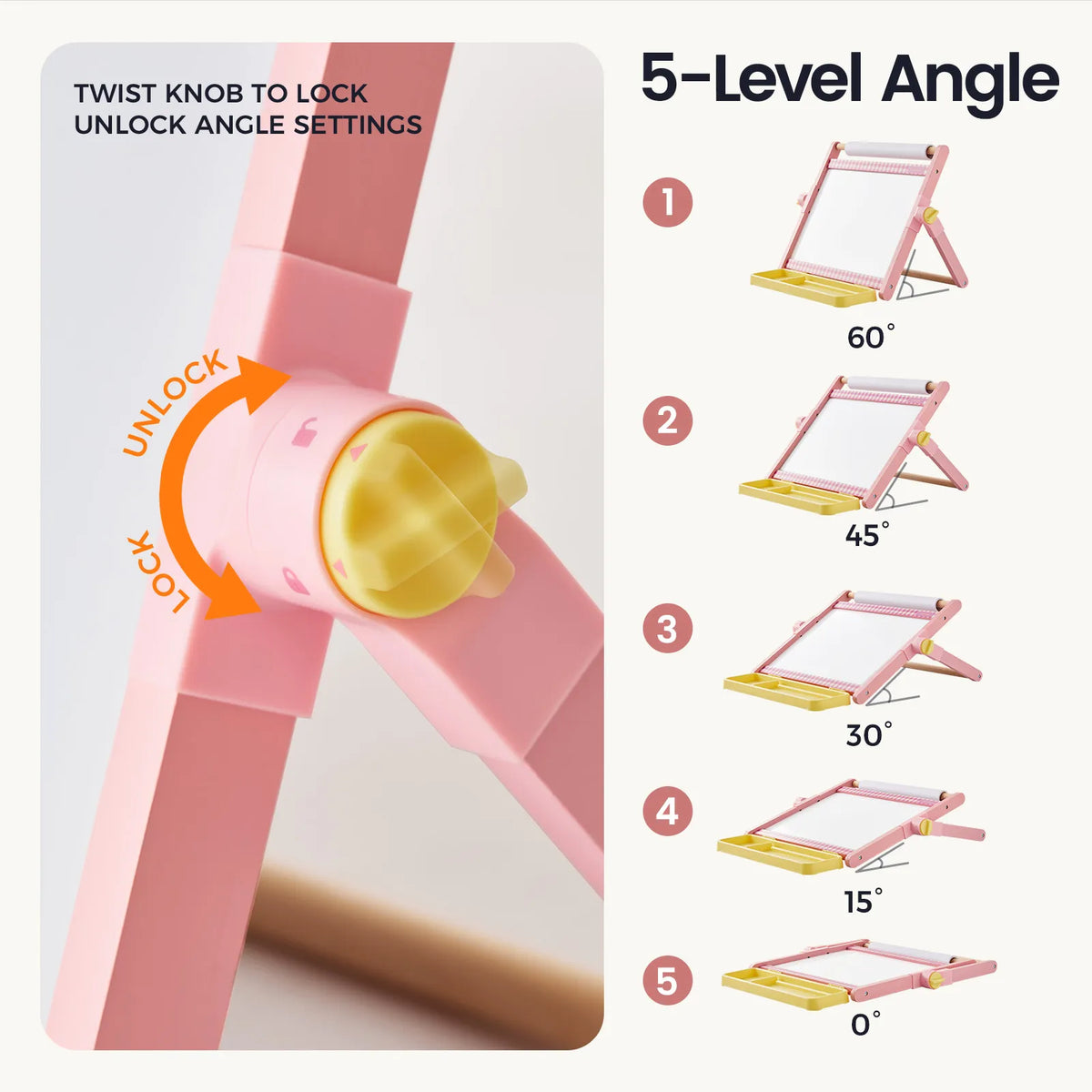 Tiny Land 3-in-1 Magnetic Tabletop Easel for Kids, Ages 3+