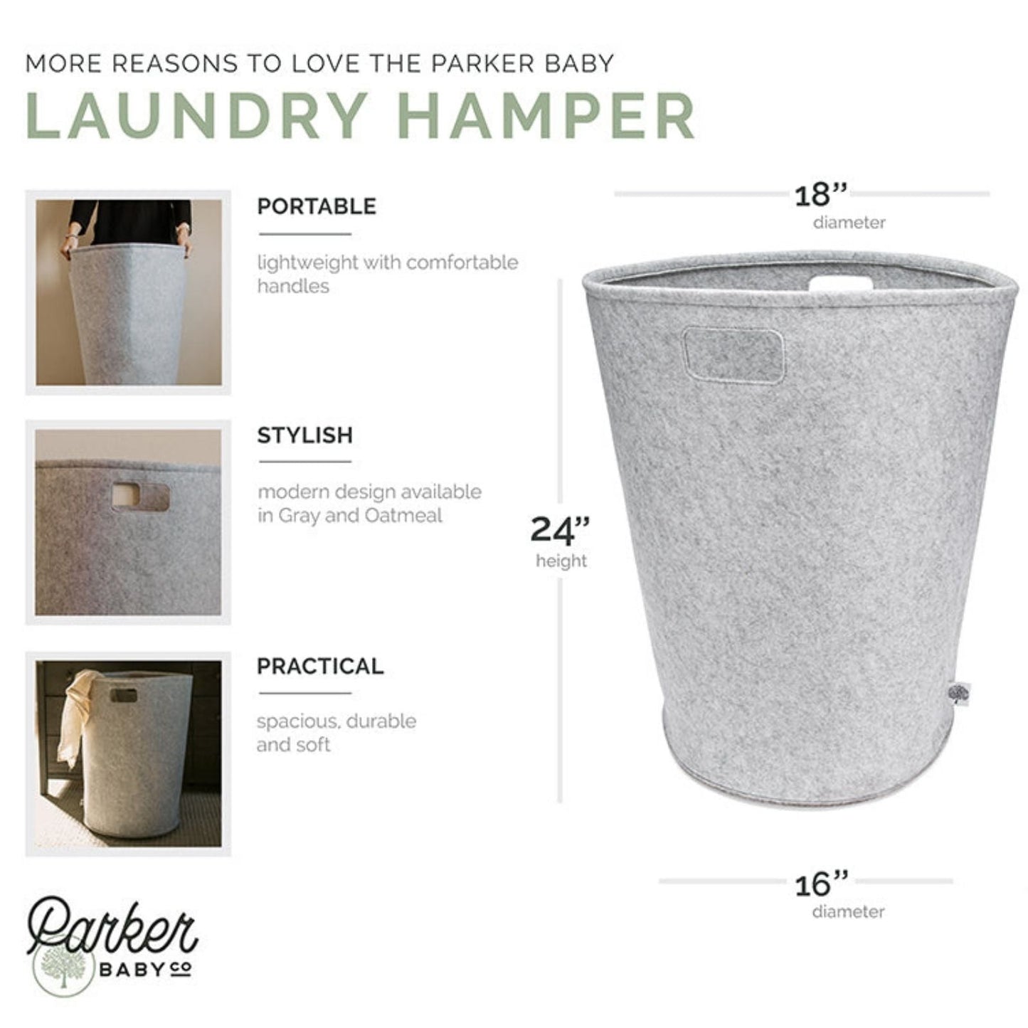 Felt Laundry Hamper by Parker Baby Co., product view 15