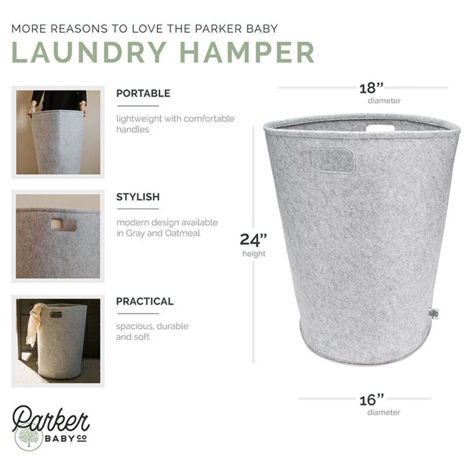 Felt Laundry Hamper by Parker Baby Co., product view 15