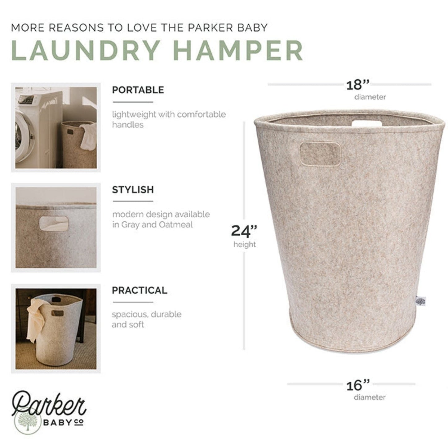 Felt Laundry Hamper by Parker Baby Co., product view 3