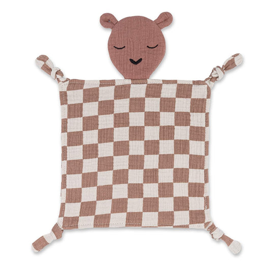 100% Muslin Lovey - Rosewood Checker by Parker Baby Co.