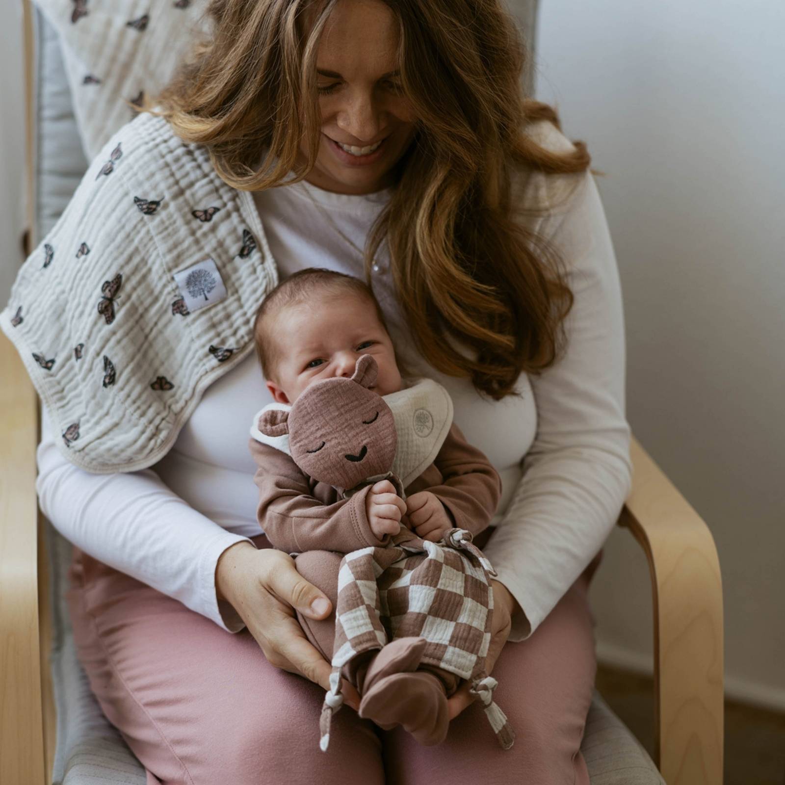 100% Muslin Lovey - Rosewood Checker by Parker Baby Co., product view 7