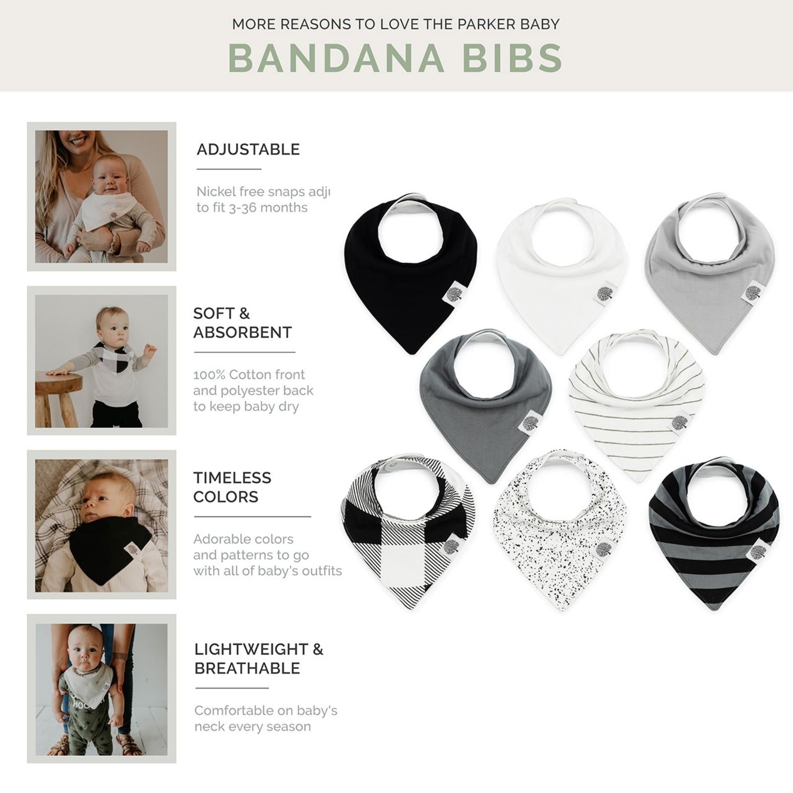 Lunar Bandana Bib Set (8 pack) by Parker Baby Co., product view 3