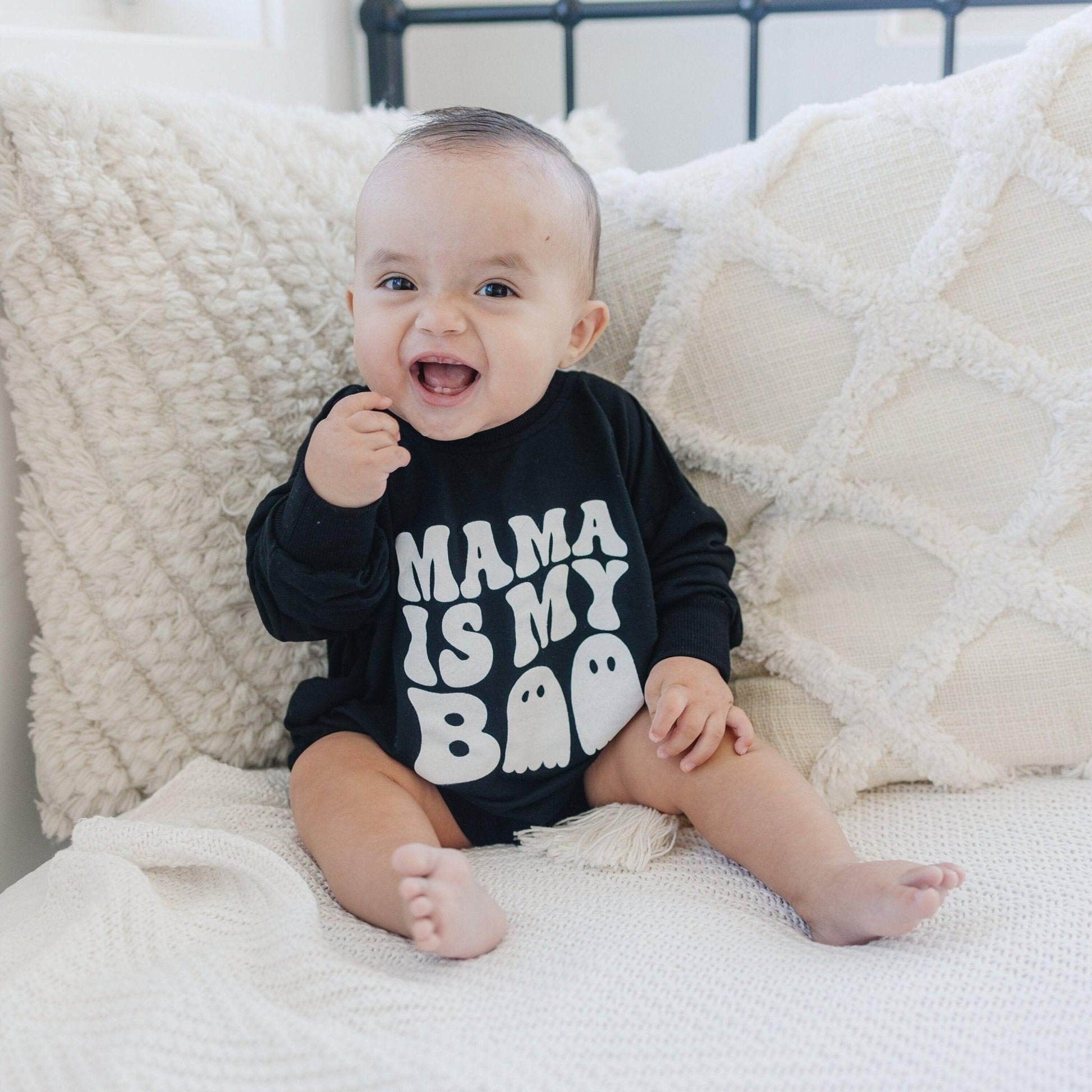 Mama Is My Boo Bamboo Sweatshirt Romper by Little Joy Co.