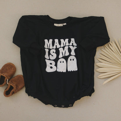 Mama Is My Boo Bamboo Sweatshirt Romper by Little Joy Co., product view 3