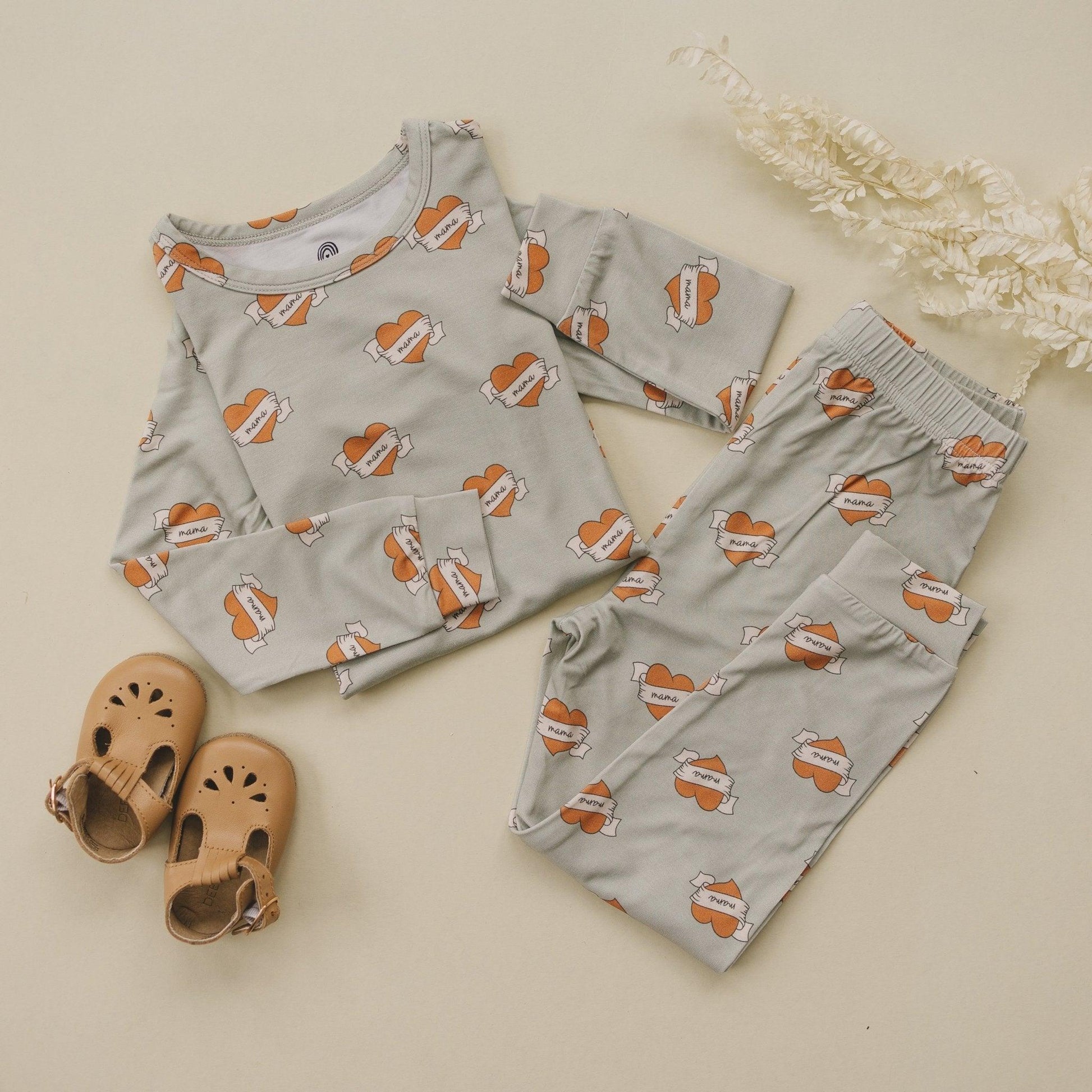 Mama Tattoo Hearts 2pc Bamboo Pajamas by Little Joy Co.