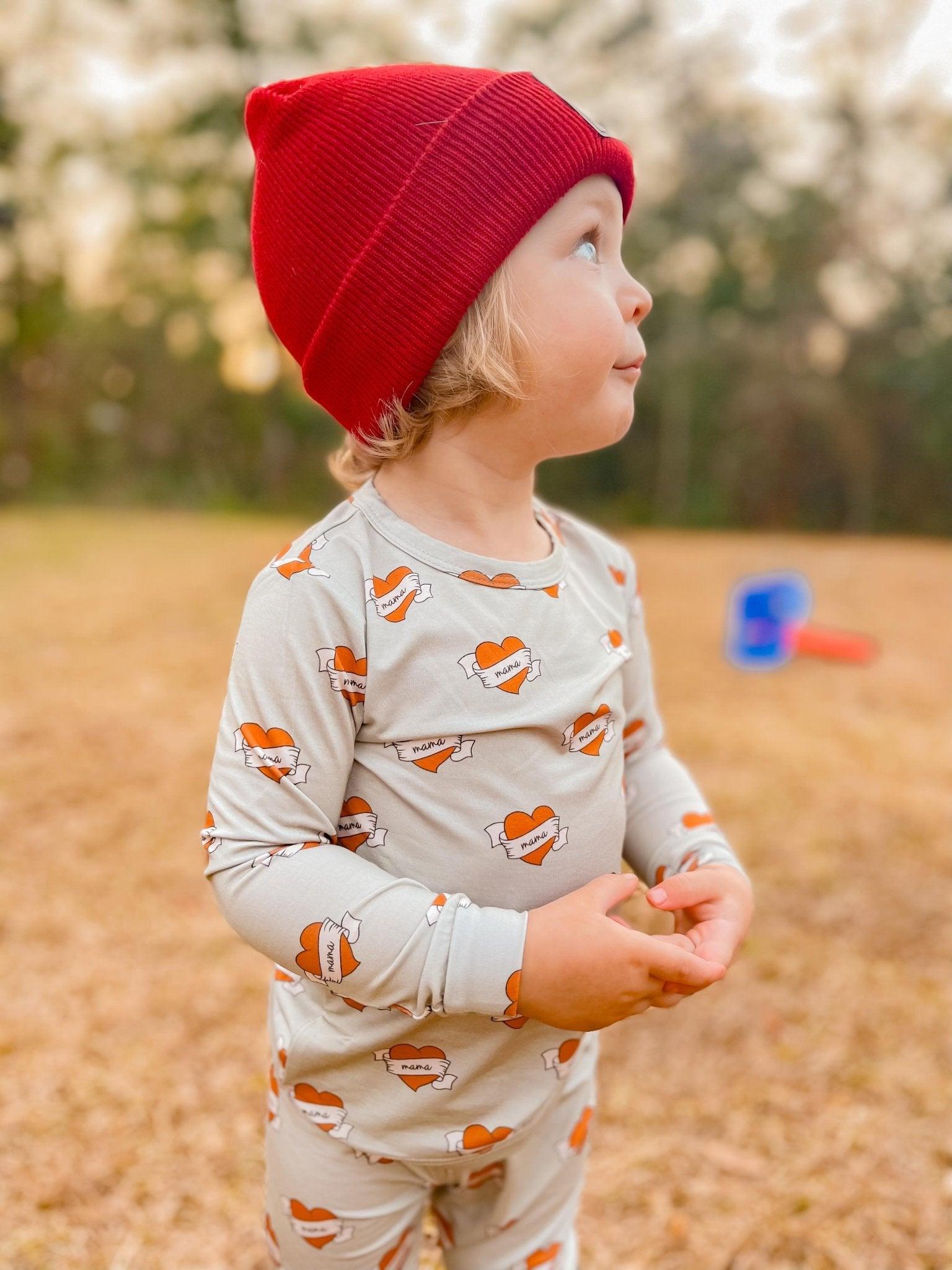 Mama Tattoo Hearts 2pc Bamboo Pajamas by Little Joy Co., product view 2