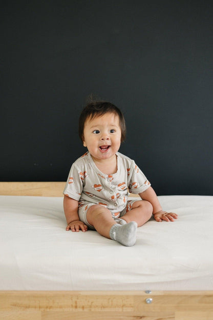 Mama Tattoo Hearts Bamboo Henley Romper by Little Joy Co., product view 8