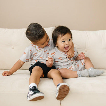 Mama Tattoo Hearts Bamboo Henley Romper by Little Joy Co., product view 4