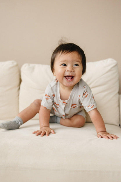 Mama Tattoo Hearts Bamboo Henley Romper by Little Joy Co., product view 9