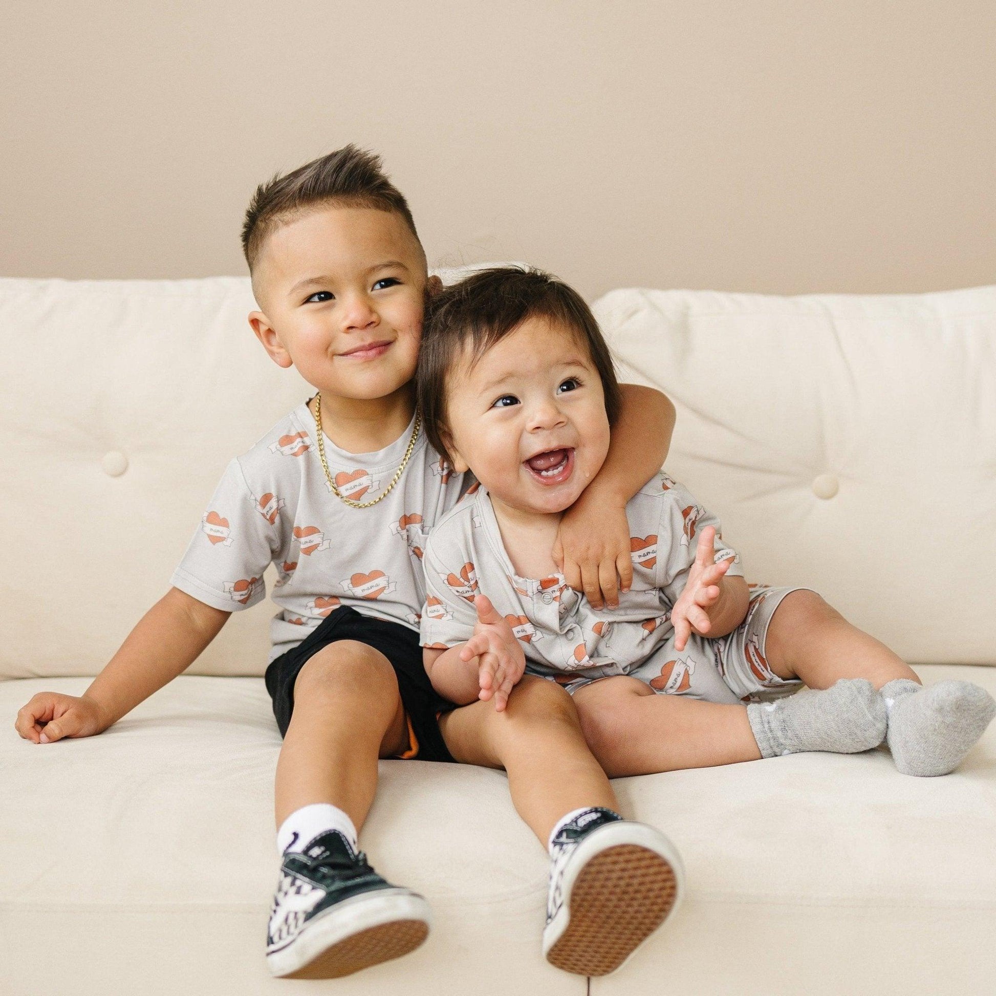 Mama Tattoo Hearts Bamboo Tee by Little Joy Co., product view 4