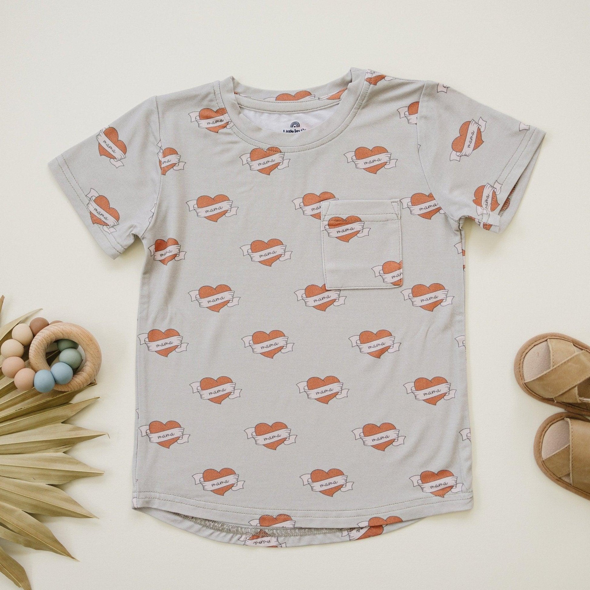 Mama Tattoo Hearts Bamboo Tee by Little Joy Co., product view 3