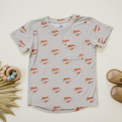 Mama Tattoo Hearts Bamboo Tee by Little Joy Co., product view 3