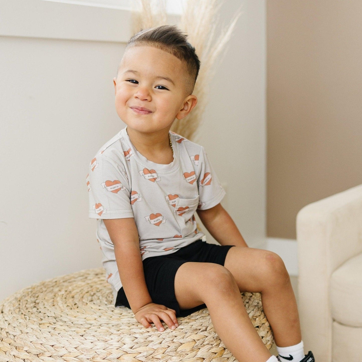 Mama Tattoo Hearts Bamboo Tee by Little Joy Co., product view 2