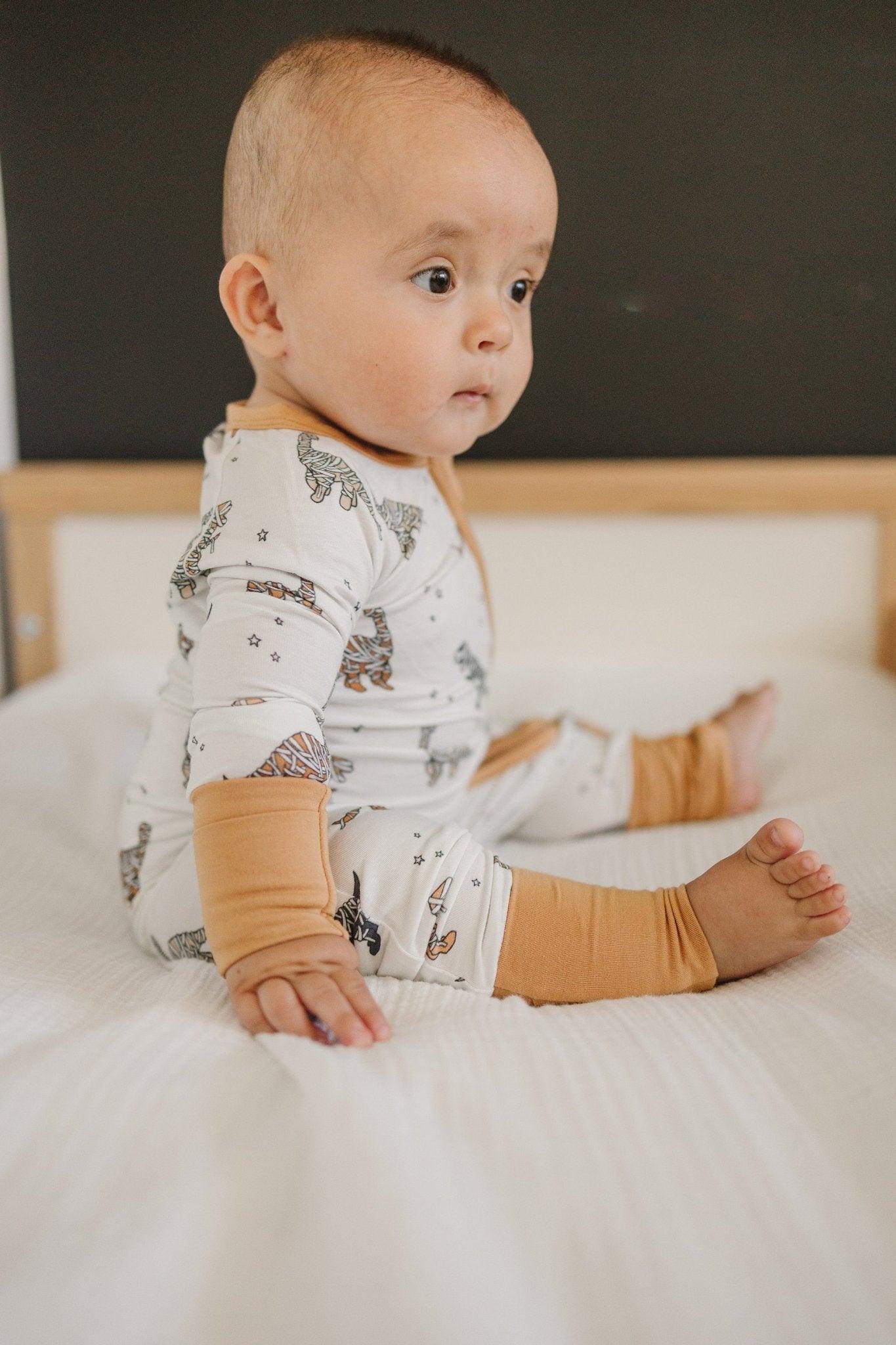 Mummy-Saurus Rex Bamboo Zippy Romper *Newborn & 0-3 months only by Little Joy Co., product view 5